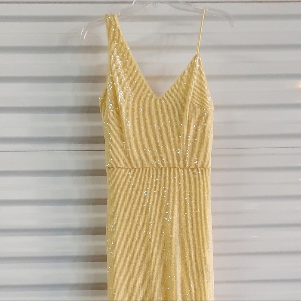 Xscape Formal Evening Gown Womens 6 Yellow Sequin Dress Cocktail Party Wedding - Picture 9 of 9